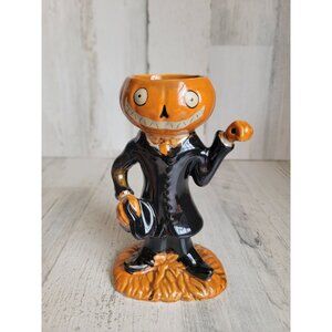 Yankee Candle pumpkin man had tea light candle holder Halloween
